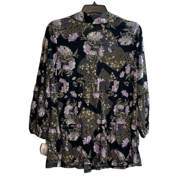 Style & Co - BOHO Tunic Floral Top - Purple Black - 0X - Picture 2 of 9